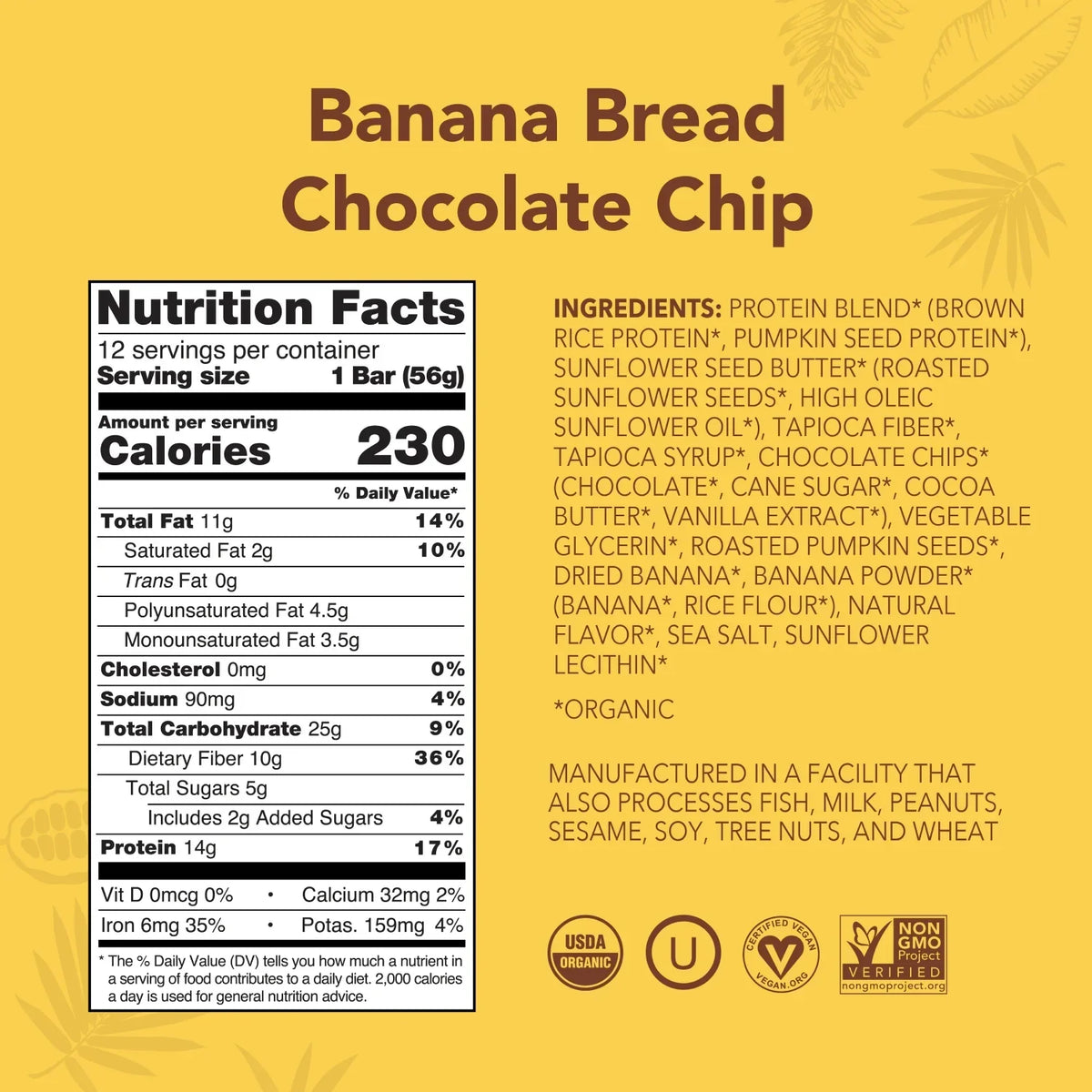Banana Bread Chocolate Chip - Protein Bars - Plant-Based Fuel for Busy Days A2