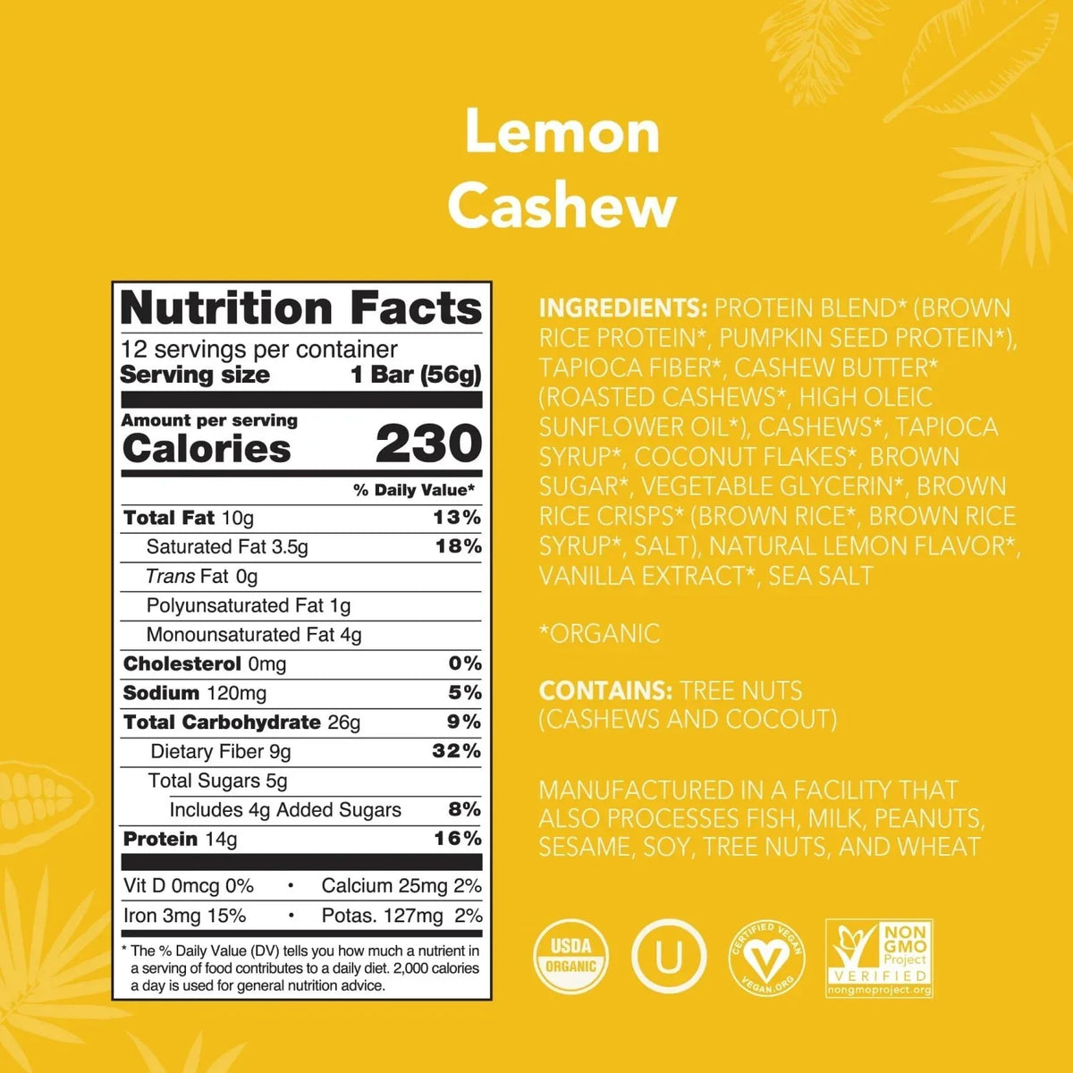 Lemon Cashew - Protein Bars - Plant-Based Fuel for Busy Days Y1