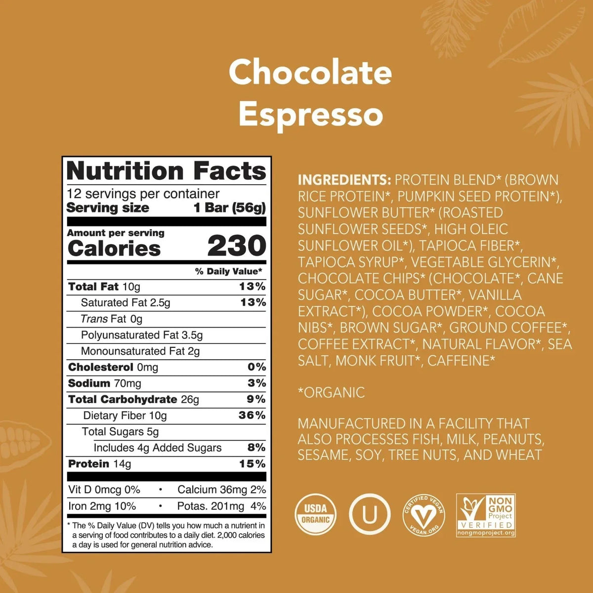 Chocolate Espresso - Protein Bars - Plant-Based Fuel for Busy Days J9