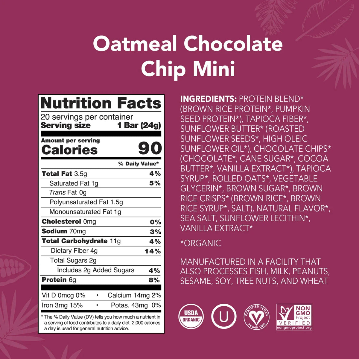 Oatmeal Chocolate Chip - Mini Bars - Protein-Packed and Ready to Go F5