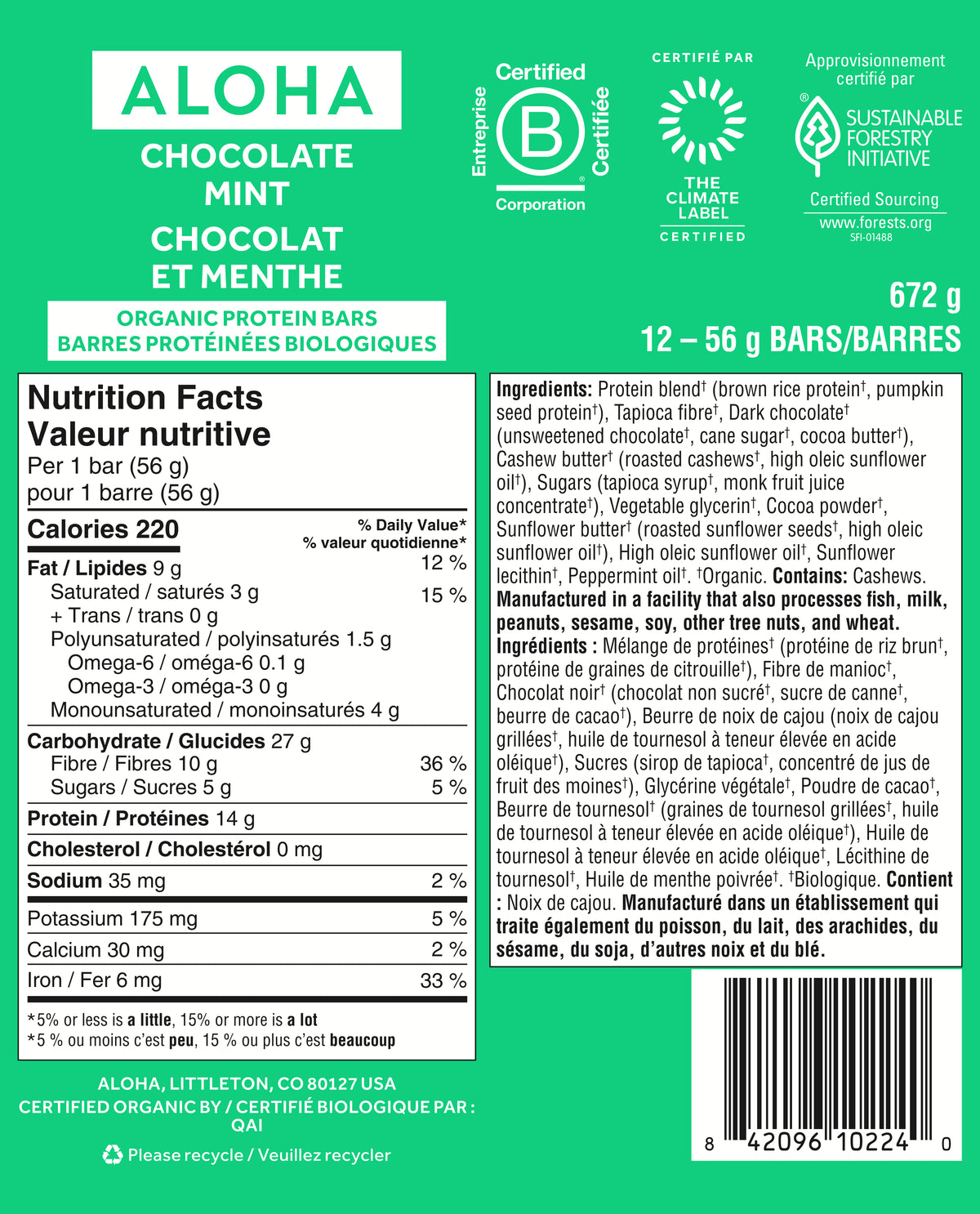 Chocolate Mint - Protein Bars (CAD) - A Better Snack for Every Day V4