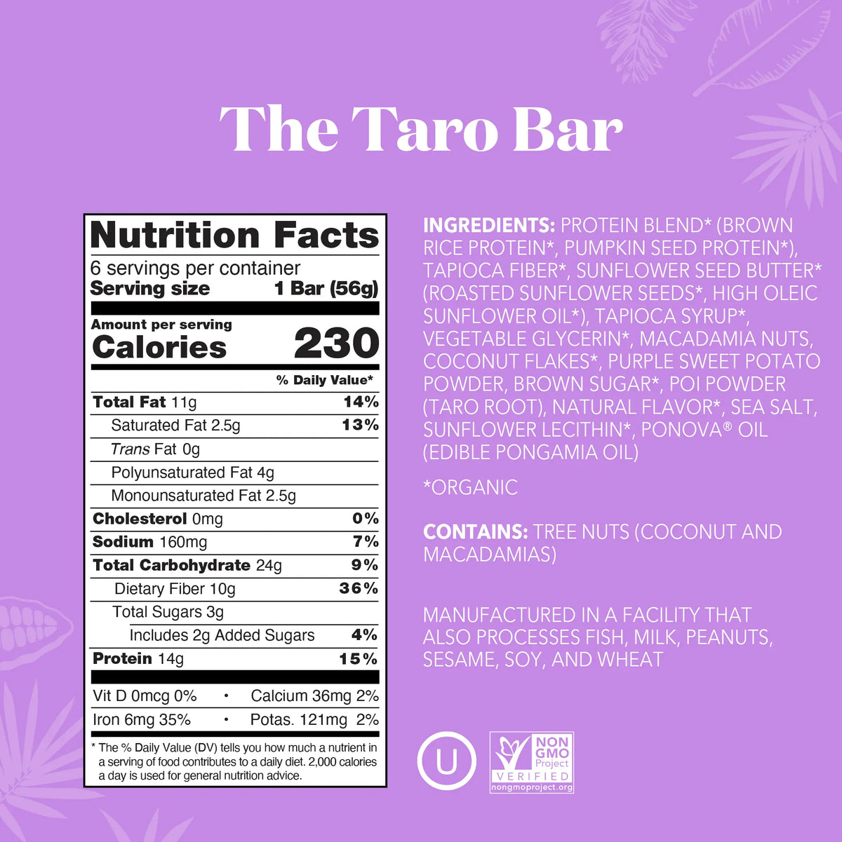 The Taro Bar - Protein Bars - Everyday Nutrition Made Delicious Y9