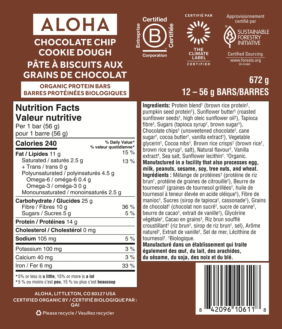Chocolate Chip Cookie Dough - Protein Bars (CAD) - Clean Energy, Deliciously Made R5